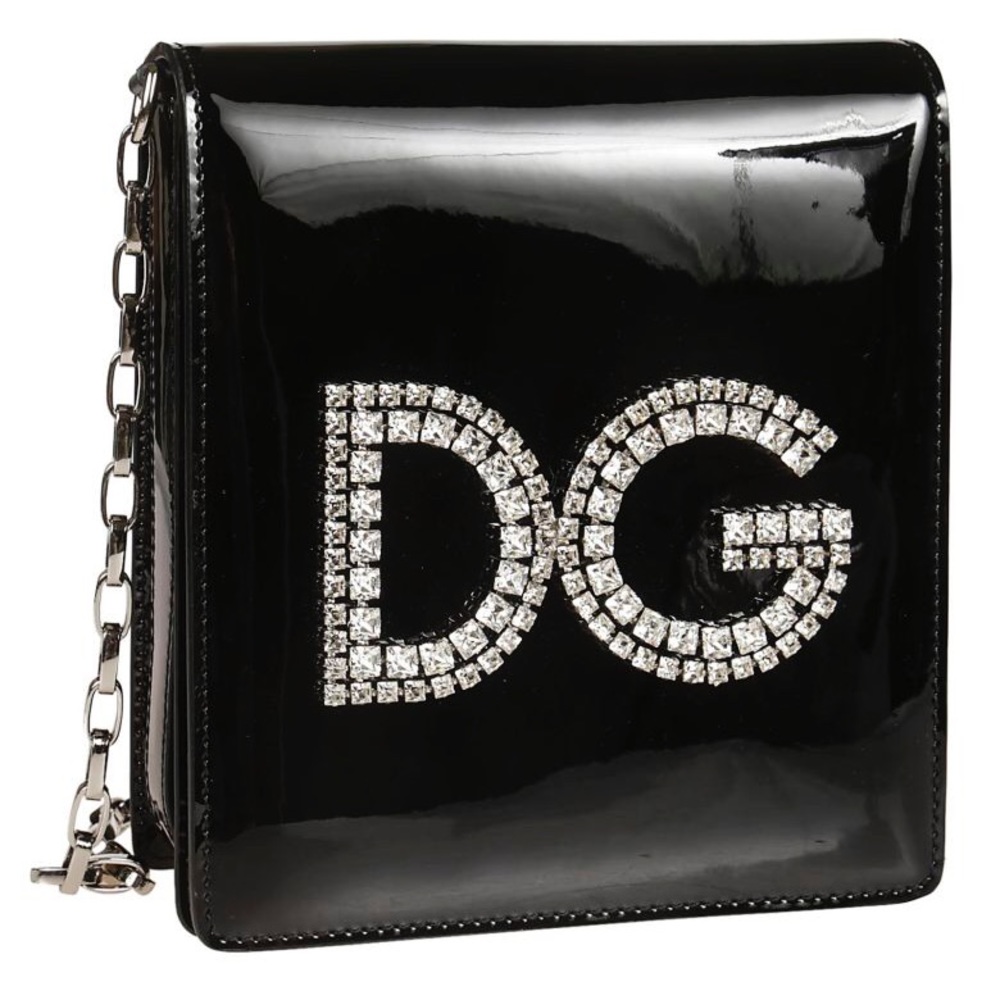 Dolce&Gabbana Black Patent Leather Crystal Bag